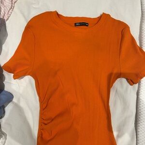 Zara ribbed orange dress